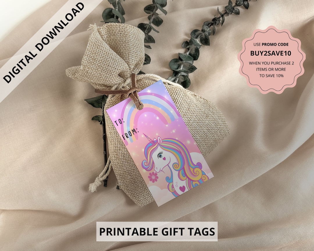 Printable Unicorn Gift Tags, Unicorn Birthday Tags, Printable Gift Tags ...