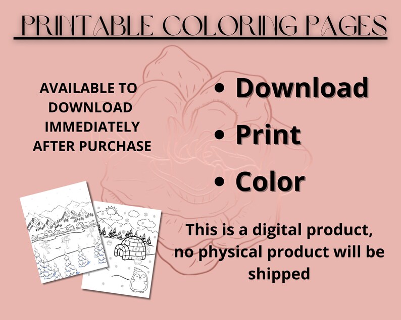 Printable Winter Coloring Pages, Printable Coloring, Digital Coloring