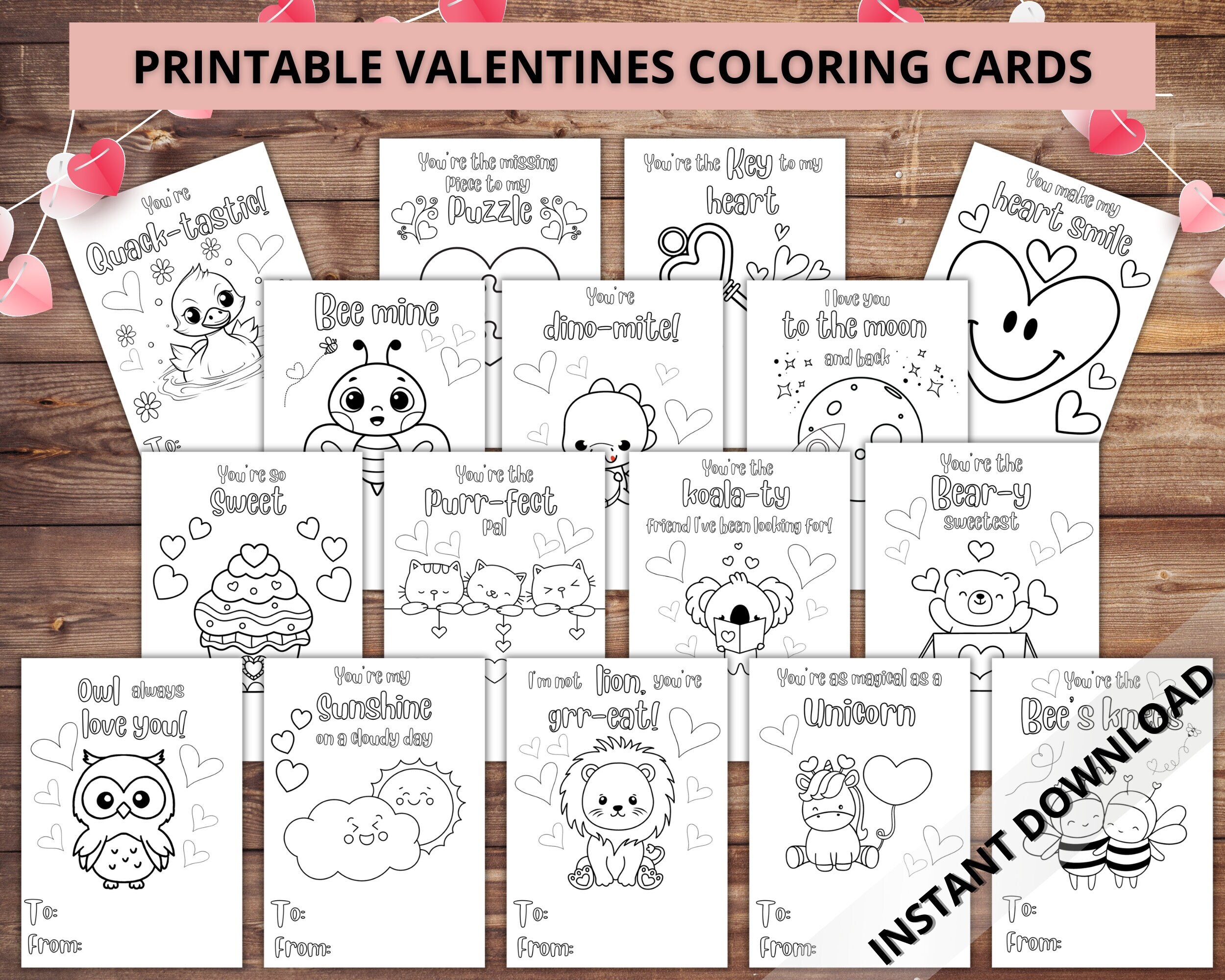 Printable Valentines Coloring Cards, Coloring Cards, Coloring ...