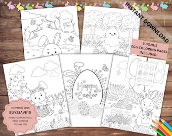 Easter coloring pages, printable Easter coloring, Easter bunny, kids Easter coloring, Easter basket gift, Easter activity, Coloring for kids