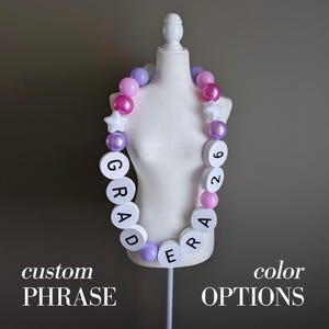 Customizable Oversized Friendship Necklace, Letter Beads, Sash, Lei