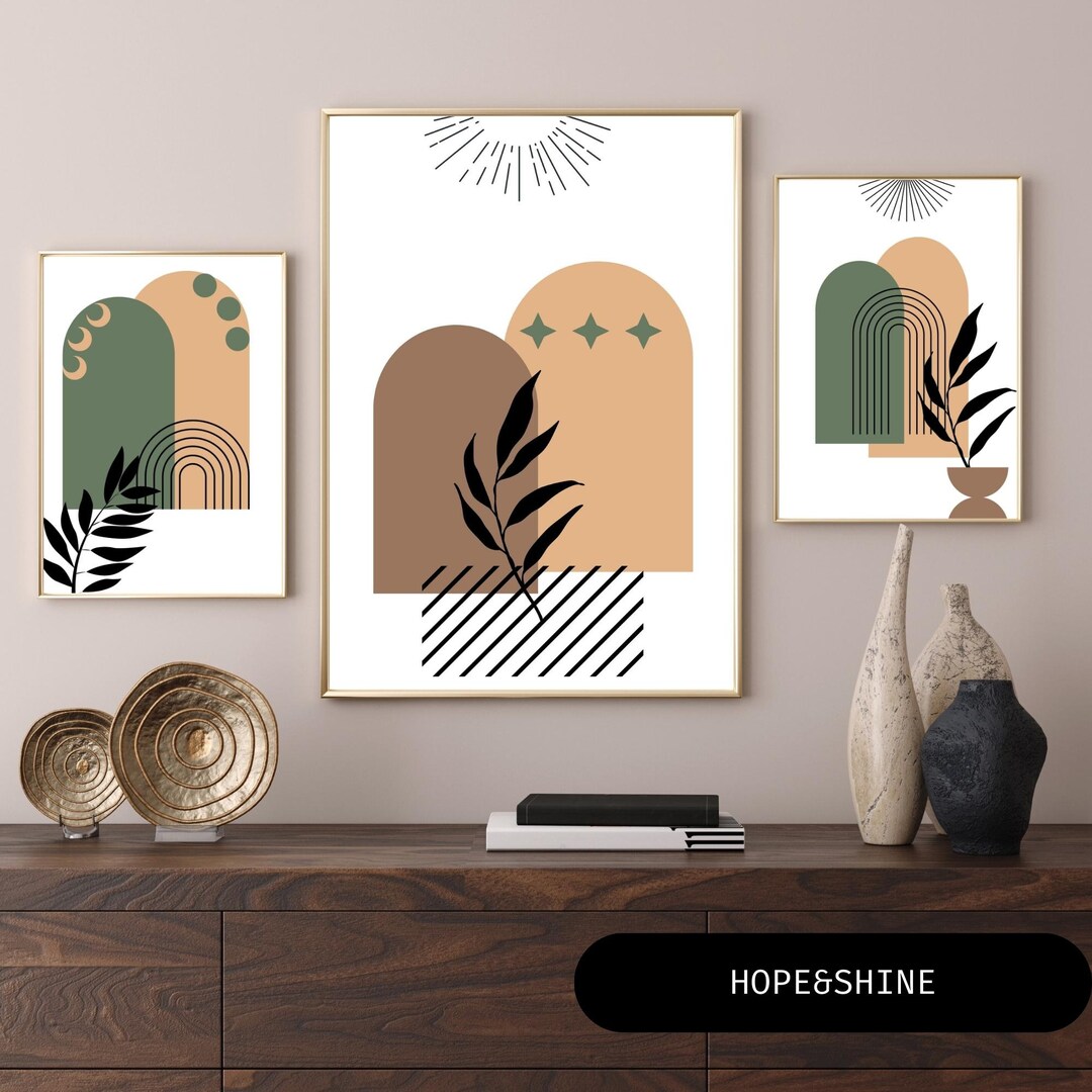 Set of 3 Geometric Wall Art, Great Gifts for Newlyweds, Digital and