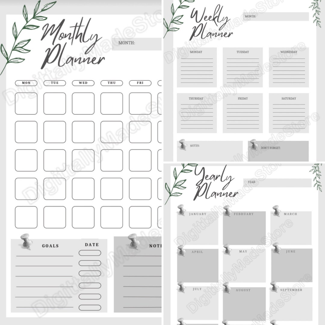 Weekly Monthly and Yearly Printable Planner - Etsy