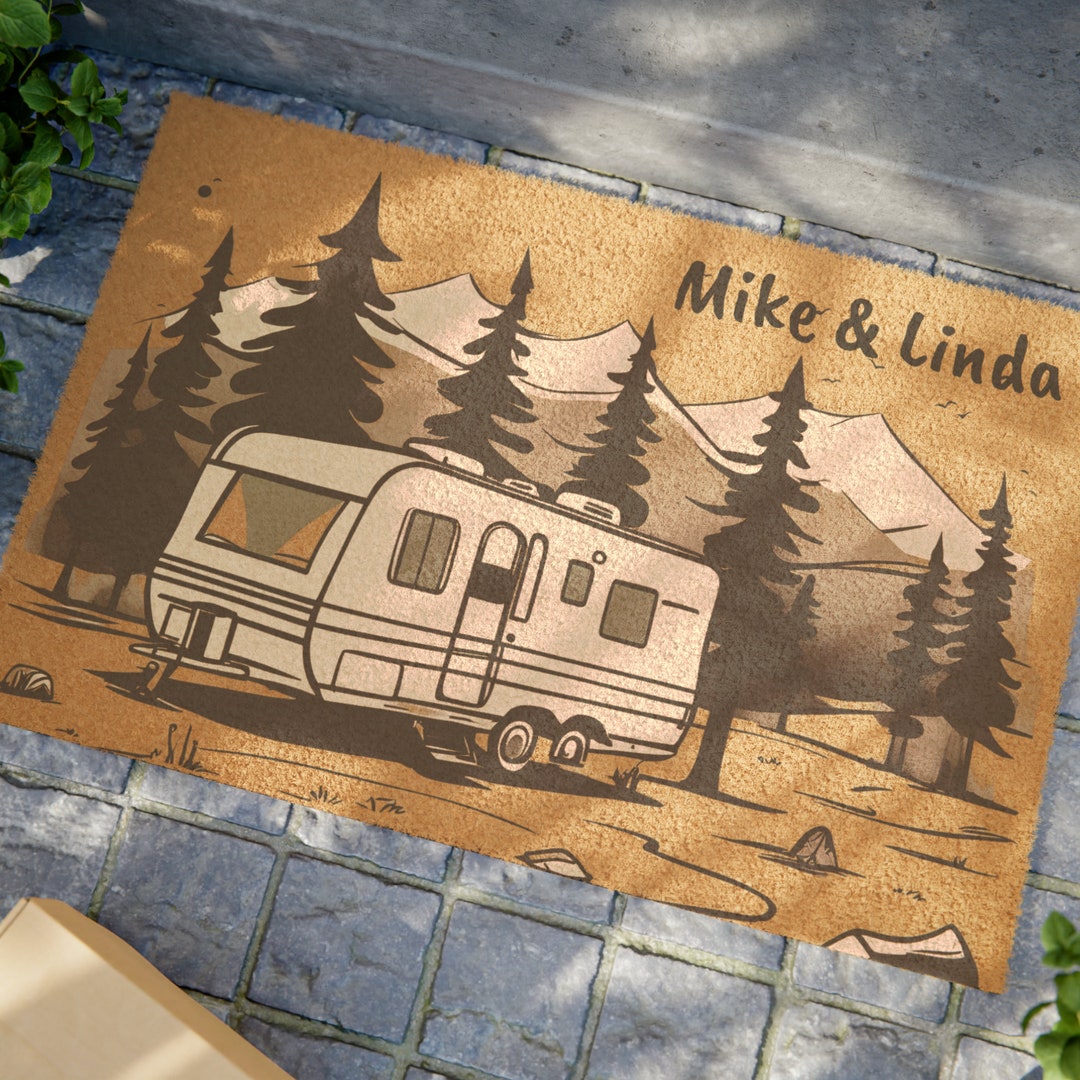 Customizable RV Doormat Camping Outdoor Rug Family