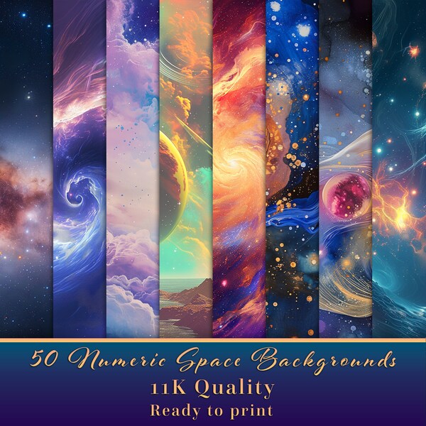 Bundle of 50 backgrounds - Space - Elegance - Cosmic - Celestial art - for graphics, creative projects, websites, scrapbooking,...!