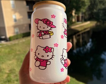 16 Oz HK cup | kitty | pink | cute | shimmer | hello | kawaii | flower