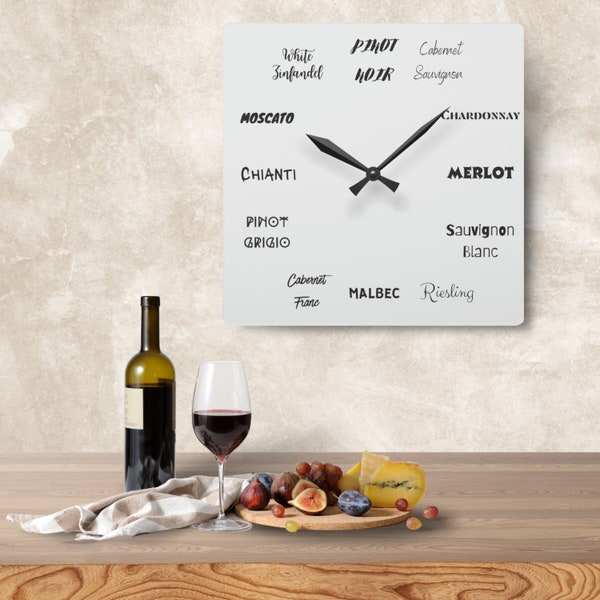 Wine Wall Clock, Wine Lovers Gift, Kitchen Accessories