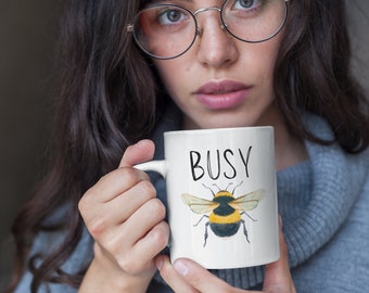 Busy Bee 11oz Ceramic Coffee Mug, Microwave Safe and Dishwasher Safe, Tea and Hot Chocolate Lovers