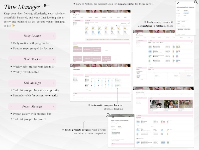 Pink IT Girl All-In-One Life Planner | Ultimate Notion Planner | Notion Dashboard | Aesthetic Notion Template | Digital Planner image 5