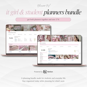 Paquete de agenda rosa | Agenda Notion para estudiantes y profesionales de informática | Agenda Notion definitiva | Plantilla estética Notion | Agenda digital