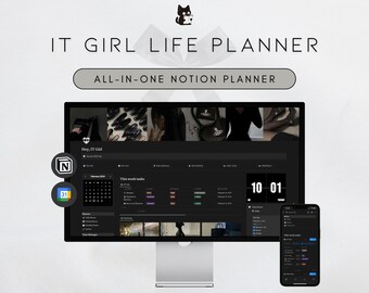 Black IT Girl All-In-One Planner | DARK MODE | Ultimate Notion Planner | Notion Dashboard | Aesthetic Notion Template|Digital Planner