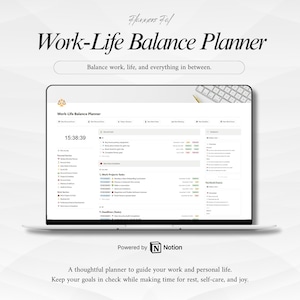 Planificador de conciliación laboral y personal | Planificador de Notion | Plantilla de trabajo | Gestión de reuniones | Carrera profesional | Planificador digital de conciliación laboral y personal | imagen 1