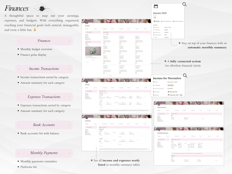 Pink IT Girl All-In-One Life Planner | Ultimate Notion Planner | Notion Dashboard | Aesthetic Notion Template | Digital Planner image 9