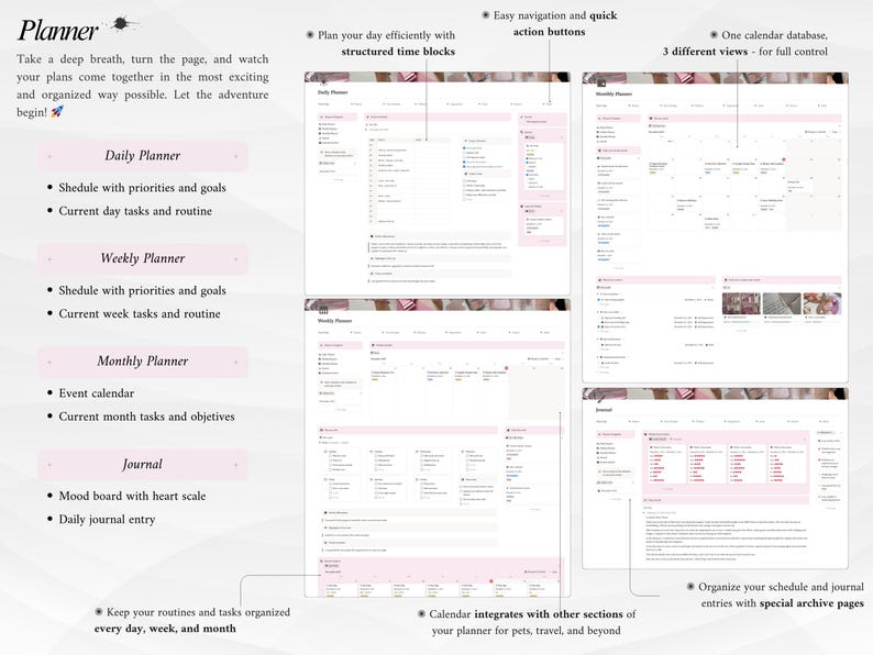 Pink IT Girl All-In-One Life Planner | Ultimate Notion Planner | Notion Dashboard | Aesthetic Notion Template | Digital Planner image 4