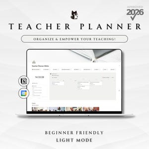 Notion Teacher Planner | LIGHT MODE | Lesson Planner | Teacher Organization | Teacher Digital Planner | Attendance Tracker |Class Management