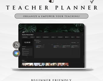 Notion Lehrerplaner | DUNKELMODUS | Unterrichtsplaner | Lehrerorganisation | Digitaler Lehrerplaner | Anwesenheitstracker | Klassenverwaltung
