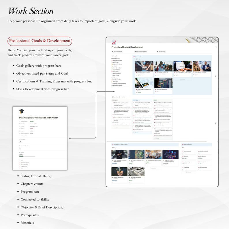 Planificador de conciliación laboral y personal | Planificador de Notion | Plantilla de trabajo | Gestión de reuniones | Carrera profesional | Planificador digital de conciliación laboral y personal | imagen 11