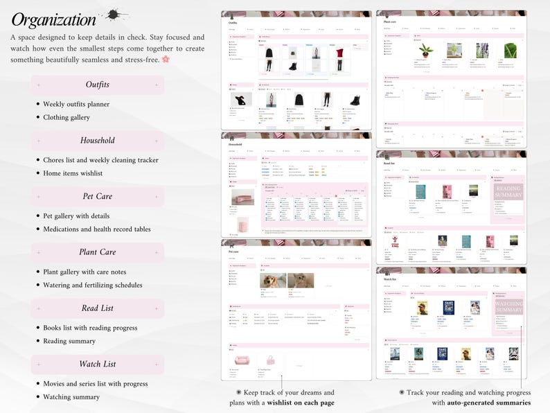 Pink IT Girl All-In-One Life Planner | Ultimate Notion Planner | Notion Dashboard | Aesthetic Notion Template | Digital Planner image 7