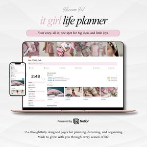 Pink IT Girl All-In-One Life Planner | Ultimate Notion Planner | Notion Dashboard | Aesthetic Notion Template | Digital Planner image 1