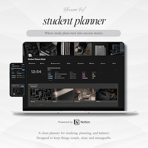 Black Student All-In-One Planner | DARK MODE | Ultimate Notion Planner | Notion Dashboard | Academic Notion Template | Digital Planner