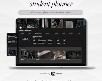 Planificador multifunción para estudiantes afroamericanos | MODO OSCURO | Planificador definitivo de Notion | Panel de control de Notion | Plantilla académica de Notion | Planificador digital