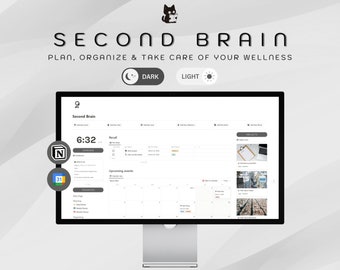 Planificateur ultime du deuxième cerveau | Notion de cerveau numérique | Planificateur de vie Notion | Gestion de la vie | Tableau de bord des notions | Planificateur numérique
