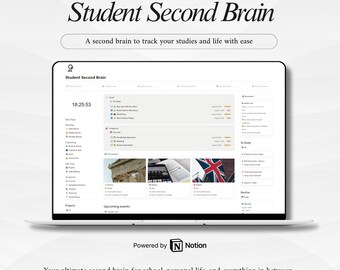 Planificador de segundo cerebro estudiantil definitivo | Notion Digital Brain | Notion Life Planner | Gestión académica | Planificador escolar digital