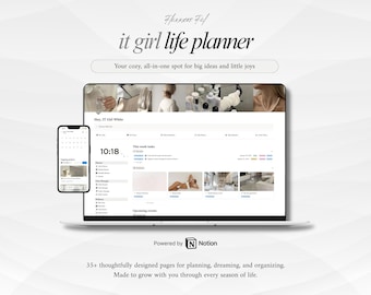 White IT Girl All-In-One Planner | Ultimate Notion Planner | Notion Dashboard | Aesthetic Notion Template | Digital Planner