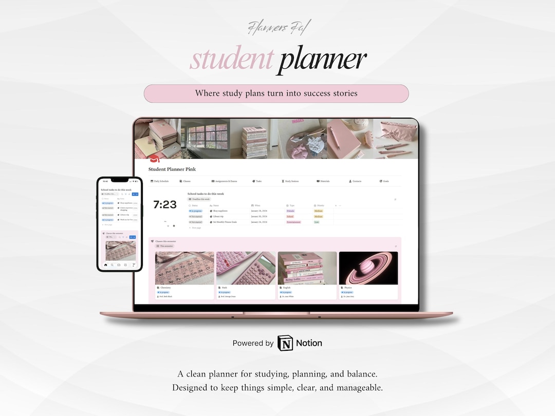 Pink Student All-in-one Planner | Ultimate Notion Planner | Notion ...
