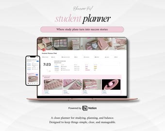 Pink Student All-In-One Planner | Ultimate Notion Planner | Notion Dashboard | Academic Notion Template | Digital Planner