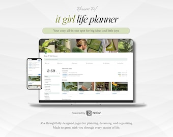 Green IT Girl All-In-One Planner | Ultimate Notion Planner | Notion Dashboard | Aesthetic Notion Template | Digital Planner