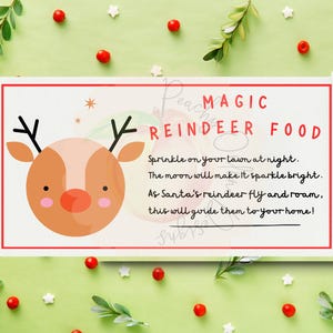Etichetta magica per cibo di renna - Etichetta regalo di Natale - download digitale PDF