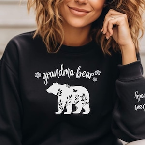 Custom Grandma Bear Sweatshirt with Kids Names on Sleeve, Custom Grandma Shirt, Personalized Grandma Shirt, Gift for Grandma