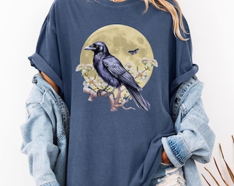Gothic Raven Comfort Colors® T-Shirt: Dark Academia, Boho Style