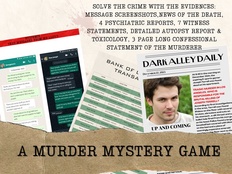 Printable Murder Mystery Game Detective Game Kit Halloween Party Game Kit Custom Gift DIY Escape ...