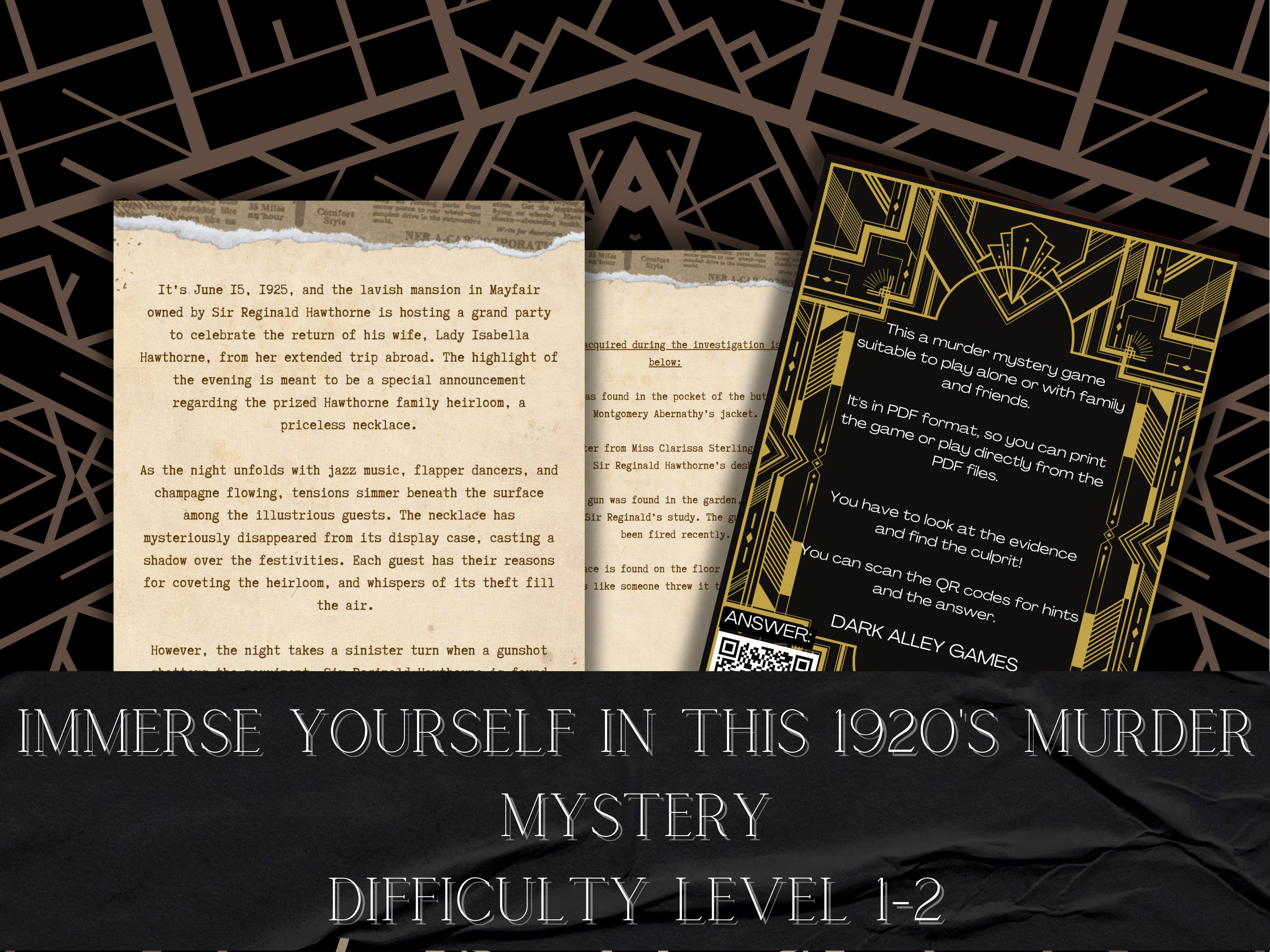 Unsolved case files game kit murder mystery game custom gift party game