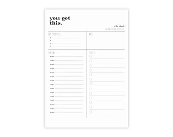 Minimalistischer Tagesplaner Notizblock: 4x6 Vibe Check Pad