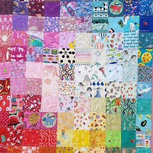 Handmade I-Spy Rainbow Colorwash Patchwork Baby Quilt: Modern Colorful Nursery Decor