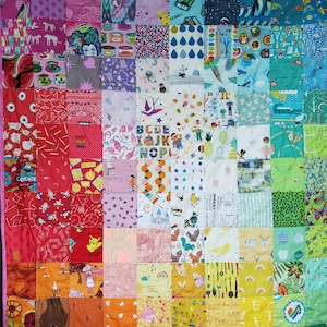 I-Spy Rainbow Colorwash Baby Quilt: Handmade Multi-Color Patchwork Quilt, Modern Picture Blanket