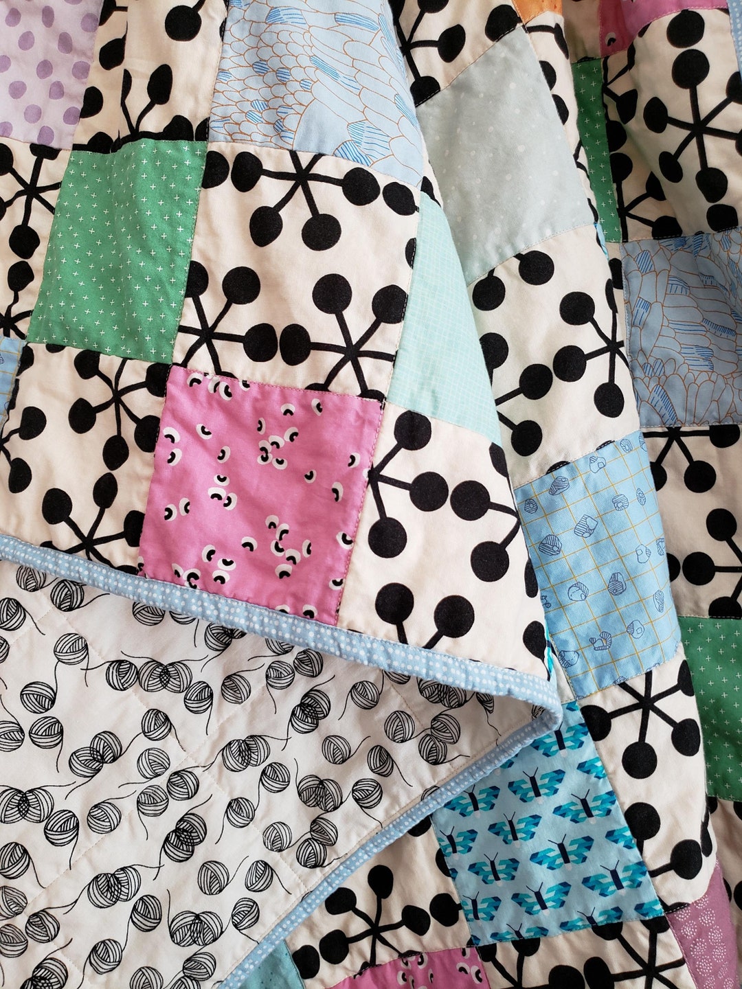 Handmade Pastel Checkerboard Patchwork Baby Quilt Modern Nursery Decor handmade-pastel-checkerboard-patchwork-baby-quilt-modern-nursery-decor