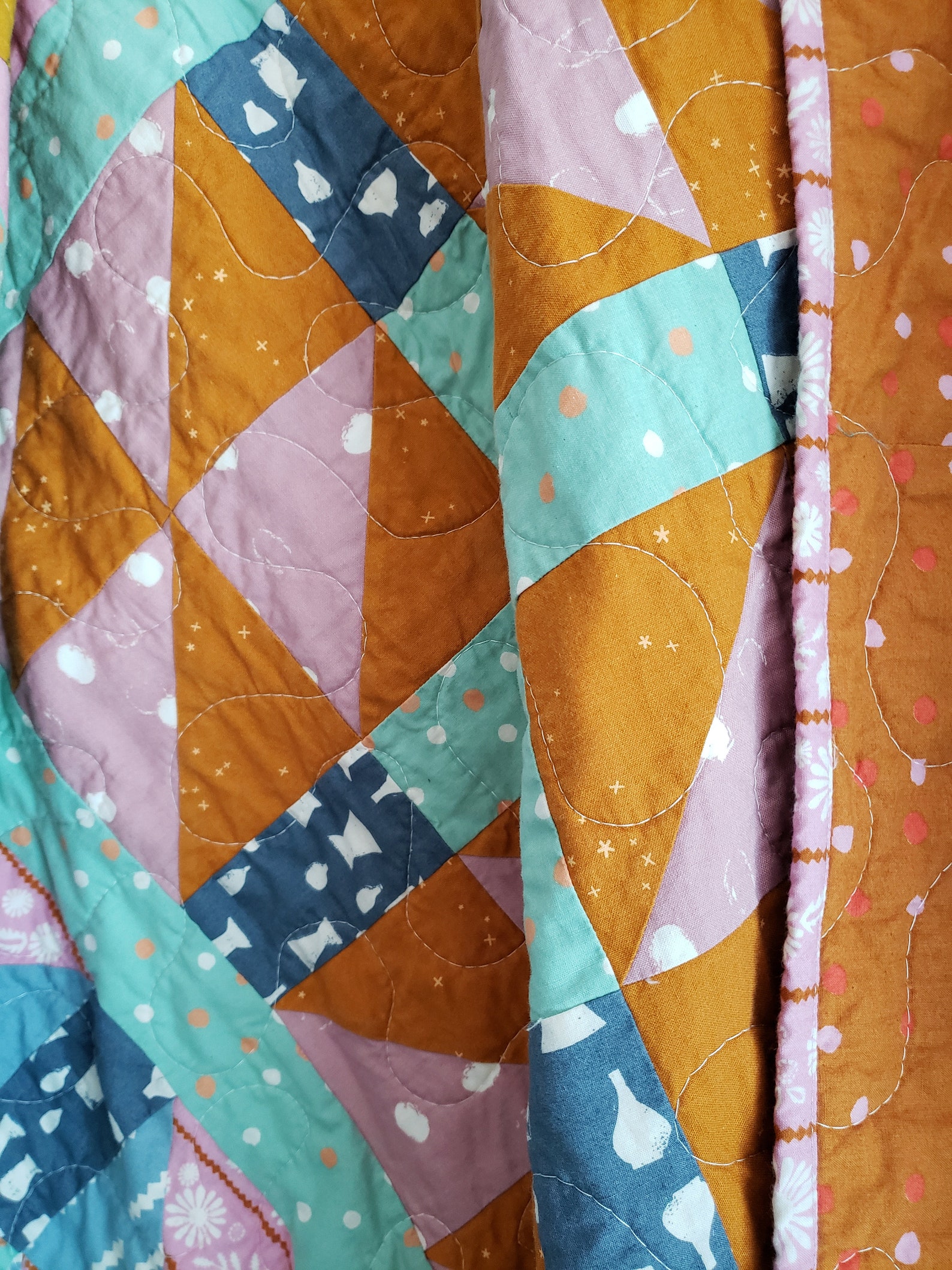 Modern Handmade Patchwork Throw Quilt Multi-color Blanket Bright ...