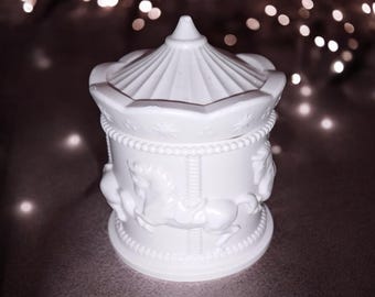 scatola a carosello, scatola per gioielli, scatola in cotone, scatola decorativa, scatola in jesmonite, idea regalo, scatola portaoggetti