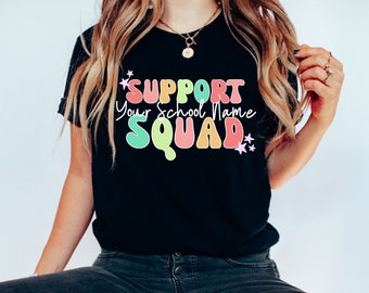 School Support Squad T-shirt for Teachers - supplemental, paras, EL teachers, etc.; Bella+Canvas, black and dark gray heather, small - 2XL