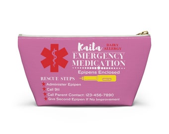 Personalized Epipen Bag - Rescue Medication Bag, fits epipens and inhaler, 2 sided print