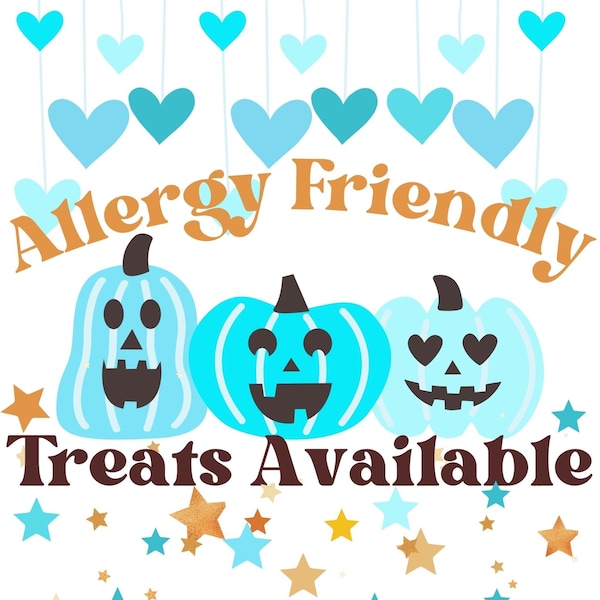 UPDATED - Allergy Friendly Treats Available Digital Downlaod PNG - Food Allergy Awareness Printable - Teal Pumpkin Project Digital PNG File