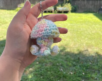 Pastel Rainbow Pop-up fidget squid keychain