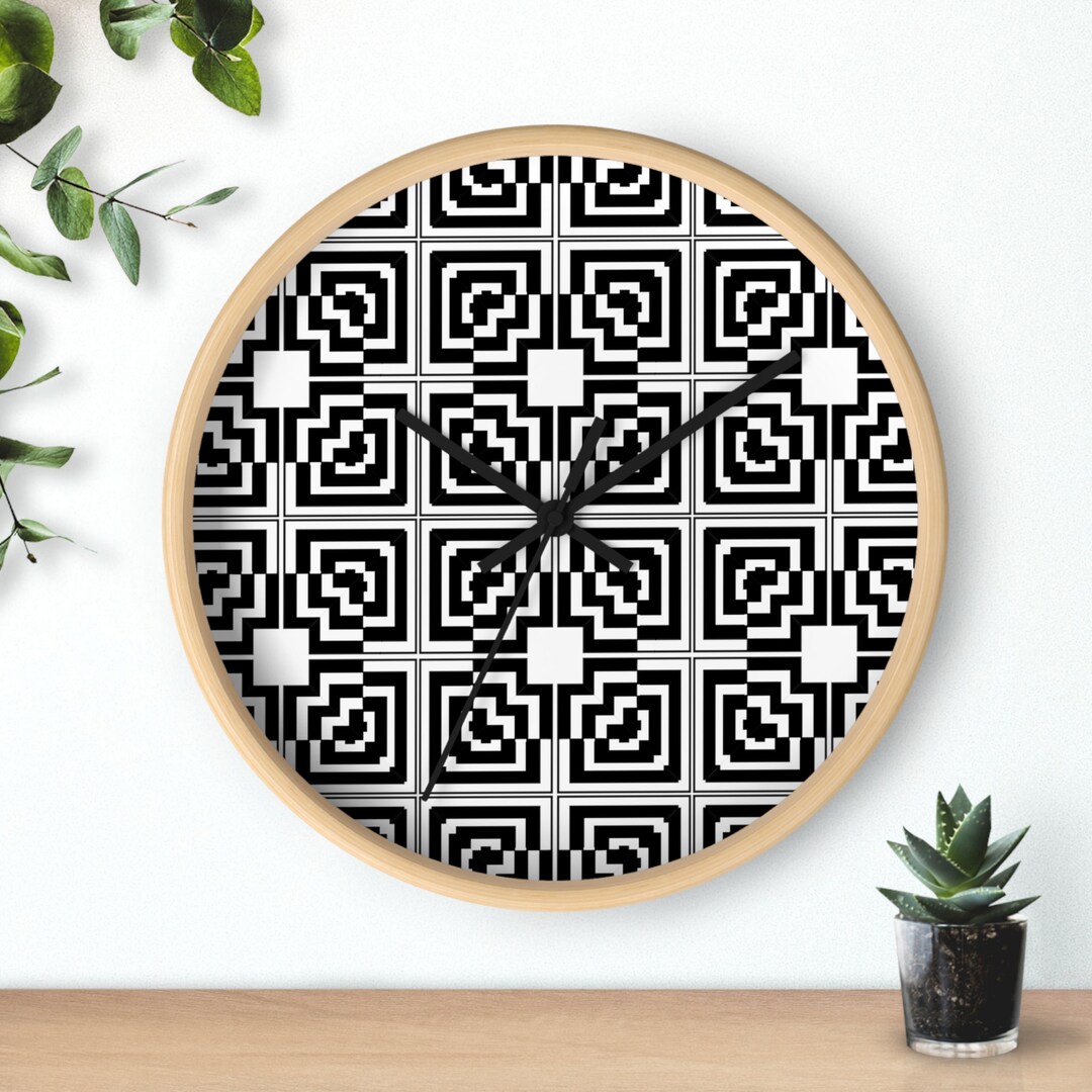 Optic Squares Wall Clock Etsy