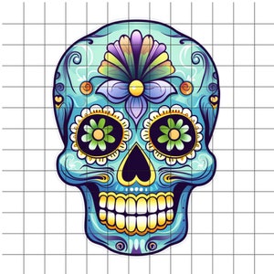 Pastel Clipart, Sugar Skulls PNG, Day of the Dead Clipart, Dia de los Muertos,  Mexican Halloween, Sugar Skull PNG, Sugar Skull Bundle, Teal