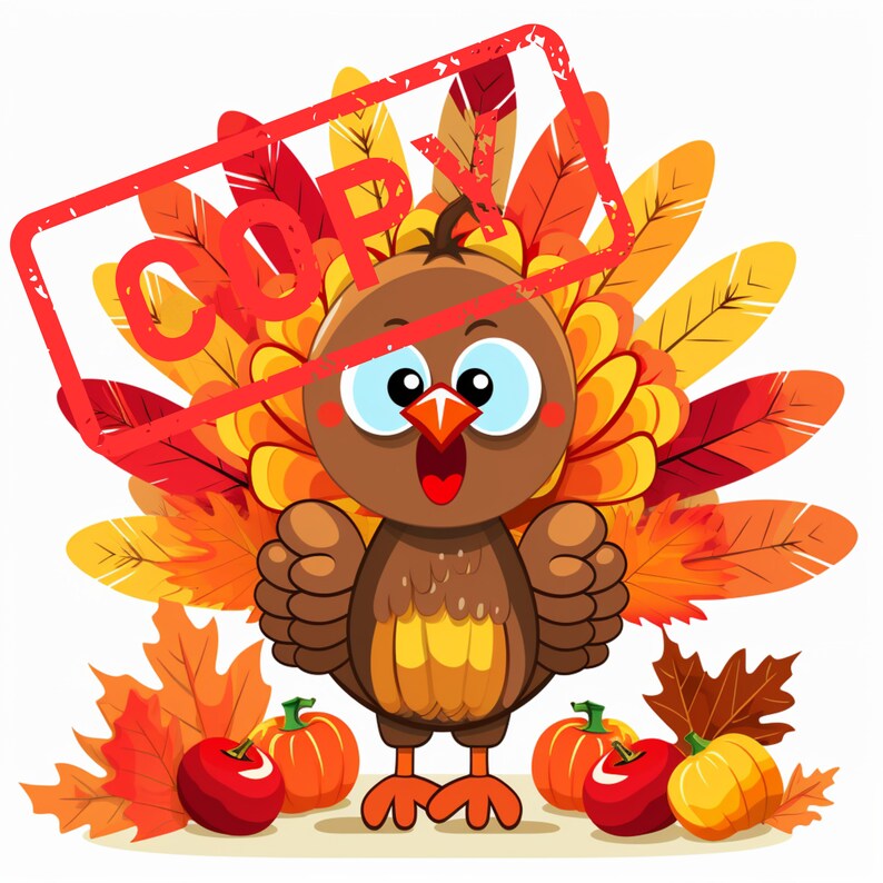 Turkey Clipart, Funny Turkey Face, Thanksgiving Clipart Bundle, Premade