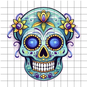 Pastel Clipart, Sugar Skulls PNG, Day of the Dead Clipart, Dia de los Muertos,  Mexican Halloween, Sugar Skull PNG, Sugar Skull Bundle, Teal